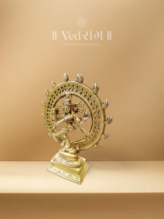 Brass Natraj Statue | Handcrafted Dancing Shiva Idol | Symbol of Cosmic Energy & Art | Antique Brass Finish for Home and Temple Decor