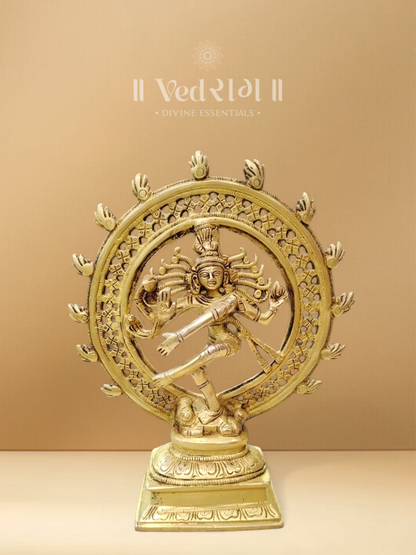 Brass Natraj Statue | Handcrafted Dancing Shiva Idol | Symbol of Cosmic Energy & Art | Antique Brass Finish for Home and Temple Decor