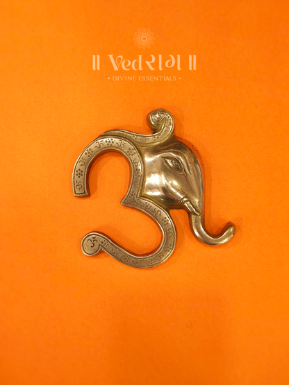 Brass Om Ganesha | Divine Lord Ganesha Idol with Sacred Om Symbol | Handcrafted Brass Statue for Home, Temple & Office Décor