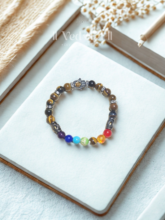Tiger Eye 7 Chakra Bracelet
