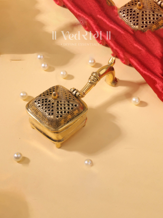 Brass Yaali Lobandani | Traditional Brass Oil Cup with Mythical Yaali Design | Pooja & Home Décor Essential