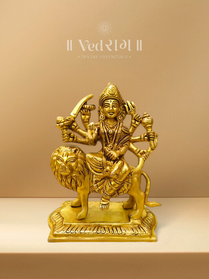 Brass Trinetra Durga Idol | Handcrafted Goddess Durga Statue | Symbol of Strength, Power & Protection