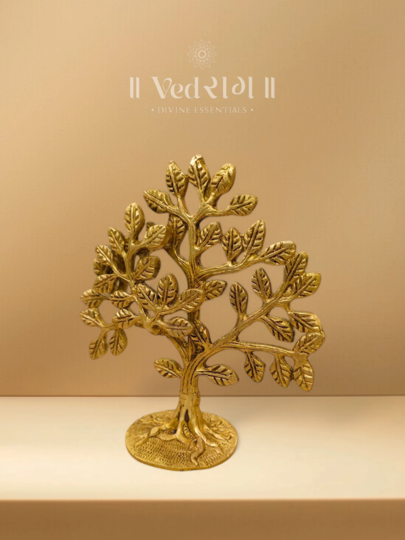 Brass Aabhar Tree | Exquisite Handcrafted Brass Tree Showpiece | Symbol of Gratitude, Prosperity & Spiritual Harmony | Perfect Home & Office Décor Accent