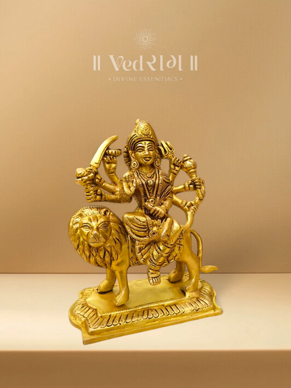 Brass Trinetra Durga Idol | Handcrafted Goddess Durga Statue | Symbol of Strength, Power & Protection