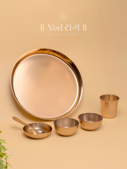 kansa Thali Glossy Finish | Handcrafted Ayurvedic Bronze Plate | Shiny Pure Kansa Dinner Thali