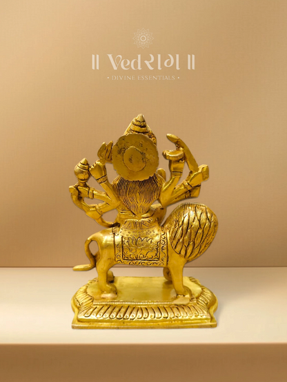 Brass Trinetra Durga Idol | Handcrafted Goddess Durga Statue | Symbol of Strength, Power & Protection