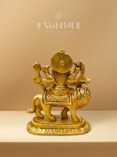 Brass Chaturbhuja Idol | Handcrafted Four-Armed Goddess Durga Statue | Divine Brass Murti for Home & Temple