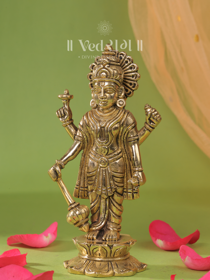 Brass Lord Vishnu Grace Idol | Divine Protector & Preserver | Handcrafted Brass Vishnu Statue for Home, Temple & Office | Spiritual Décor & Blessings