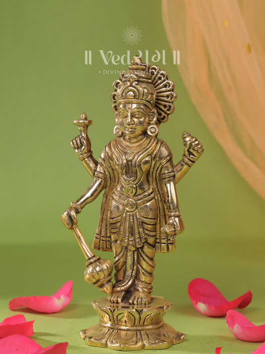 Brass Lord Vishnu Grace Idol | Divine Protector & Preserver | Handcrafted Brass Vishnu Statue for Home, Temple & Office | Spiritual Décor & Blessings