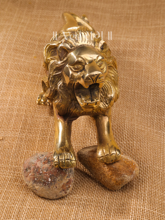 Brass Vyaghrapati Statue | Sacred Tiger God Idol | Handcrafted Brass Murti for Strength & Protection | Spiritual Home & Temple Décor
