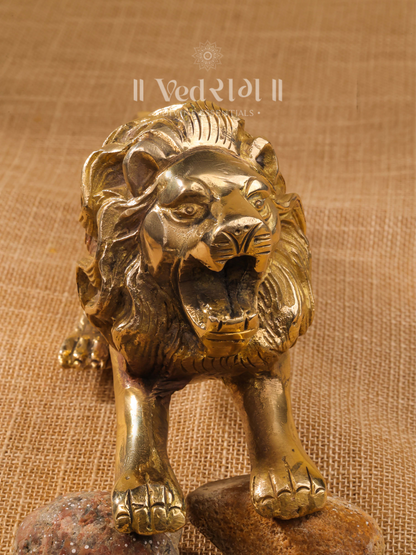 Brass Vyaghrapati Statue | Sacred Tiger God Idol | Handcrafted Brass Murti for Strength & Protection | Spiritual Home & Temple Décor
