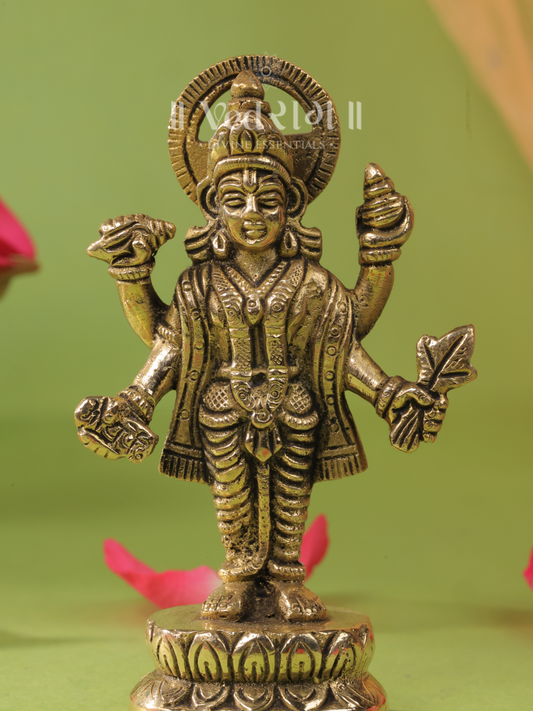Brass Roga Nashaka Dhanvantri Idol | Divine Healer & Protector | Handcrafted Brass Statue for Wellness & Positivity | Vastu & Spiritual Healing Decor