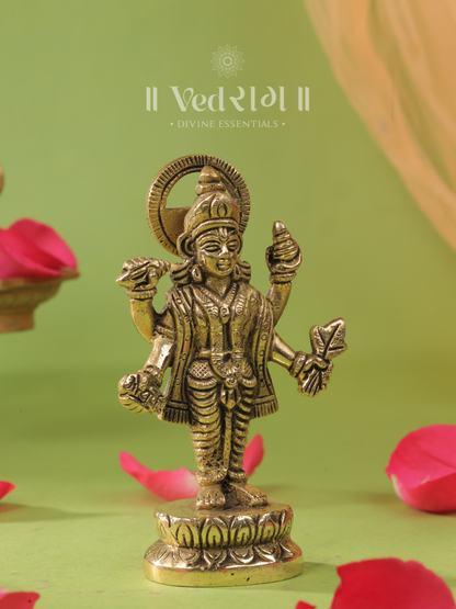Brass Roga Nashaka Dhanvantri Idol | Divine Healer & Protector | Handcrafted Brass Statue for Wellness & Positivity | Vastu & Spiritual Healing Decor