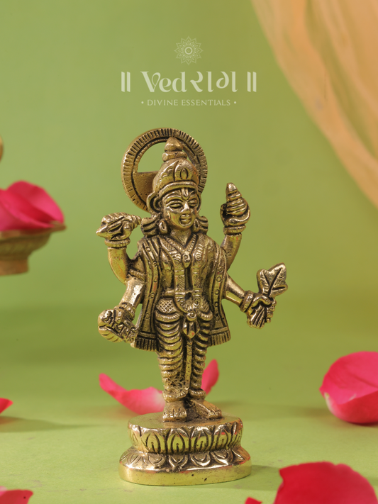 Brass Roga Nashaka Dhanvantri Idol | Divine Healer & Protector | Handcrafted Brass Statue for Wellness & Positivity | Vastu & Spiritual Healing Decor
