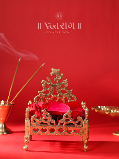 Brass Singhasan | Royal Throne for Idols & Deities | Handcrafted Brass Seat for Home Temple & Pooja Room