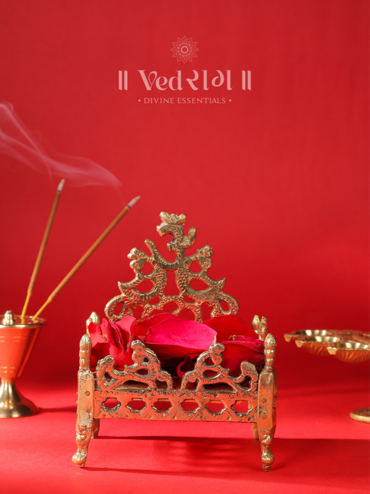 Brass Singhasan | Royal Throne for Idols & Deities | Handcrafted Brass Seat for Home Temple & Pooja Room
