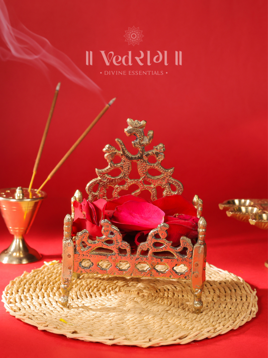 Brass Singhasan | Royal Throne for Idols & Deities | Handcrafted Brass Seat for Home Temple & Pooja Room