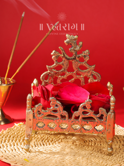 Brass Singhasan | Royal Throne for Idols & Deities | Handcrafted Brass Seat for Home Temple & Pooja Room