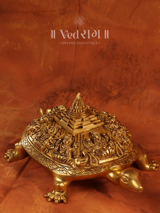 Brass Meru Ashtalakshmi Tortoise | Sacred Vastu & Feng Shui Symbol | Handcrafted Brass Tortoise for Wealth & Prosperity