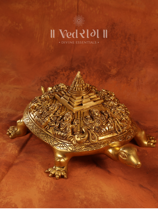 Brass Meru Ashtalakshmi Tortoise | Sacred Vastu & Feng Shui Symbol | Handcrafted Brass Tortoise for Wealth & Prosperity