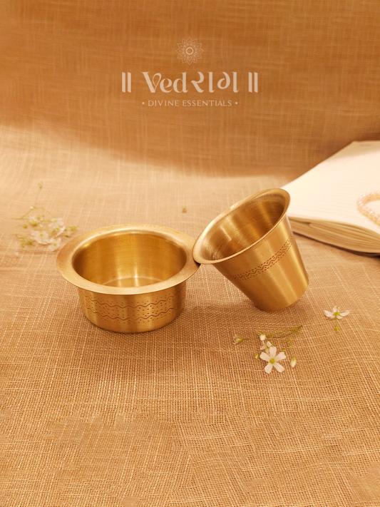 Brass Dabara Set | Traditional South Indian Coffee Tumbler & Saucer | Authentic Brass Filter Coffee Dabara for Home & Café