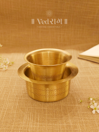 Brass Dabara Set | Traditional South Indian Coffee Tumbler & Saucer | Authentic Brass Filter Coffee Dabara for Home & Café