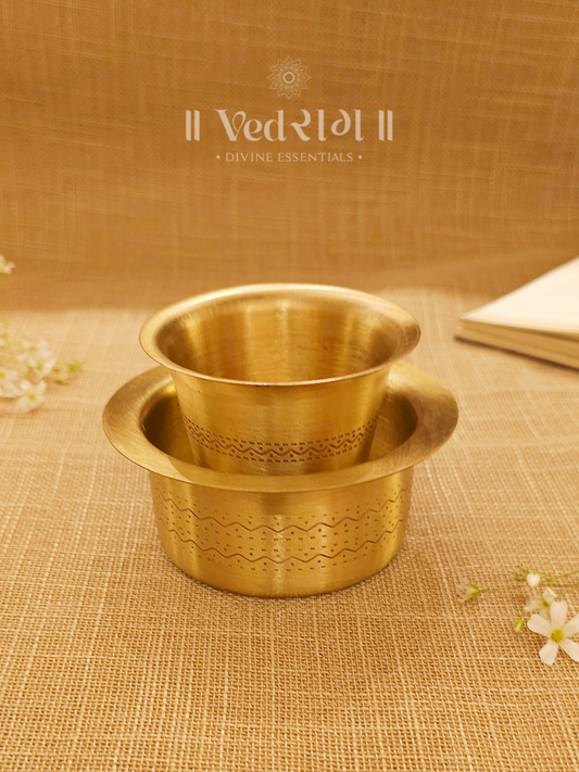 Brass Dabara Set | Traditional South Indian Coffee Tumbler & Saucer | Authentic Brass Filter Coffee Dabara for Home & Café