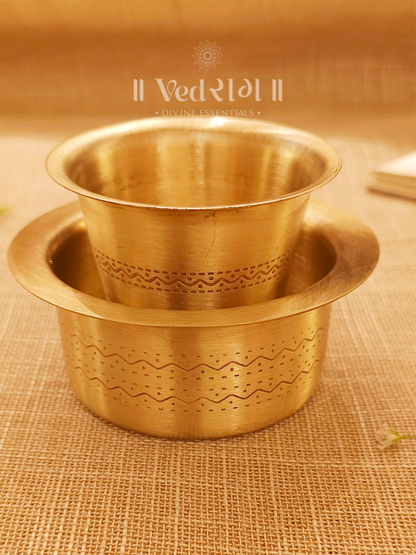 Brass Dabara Set | Traditional South Indian Coffee Tumbler & Saucer | Authentic Brass Filter Coffee Dabara for Home & Café