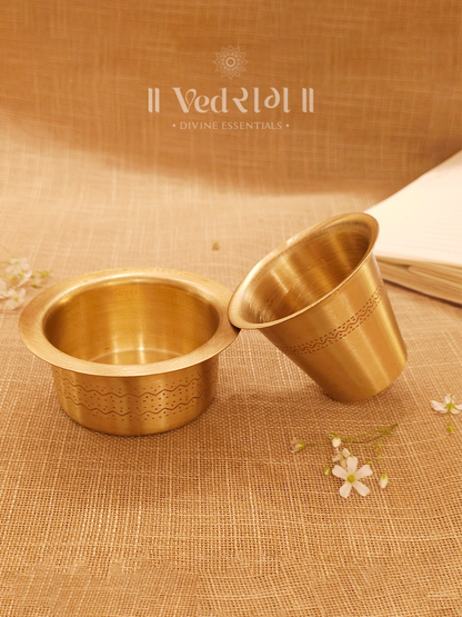 Brass Dabara Set | Traditional South Indian Coffee Tumbler & Saucer | Authentic Brass Filter Coffee Dabara for Home & Café
