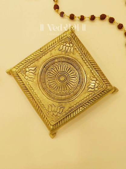 Brass Kamal Chowki | Sacred Lotus Design Pooja Chowki for Idols & Rituals | Handcrafted Brass Platform for Home & Temple