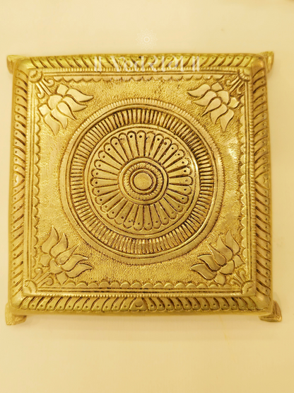 Brass Kamal Chowki | Sacred Lotus Design Pooja Chowki for Idols & Rituals | Handcrafted Brass Platform for Home & Temple