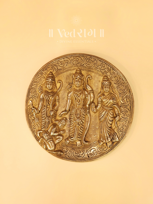 Brass Vijay Ram Darbaar | Divine Lord Rama Idol with Sita, Lakshman & Hanuman | Handcrafted Brass Ram Darbar Murti for Pooja, Home & Temple Décor